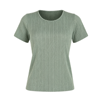 Blusa de Punto Texturizado Manga Corta Verde Olivo