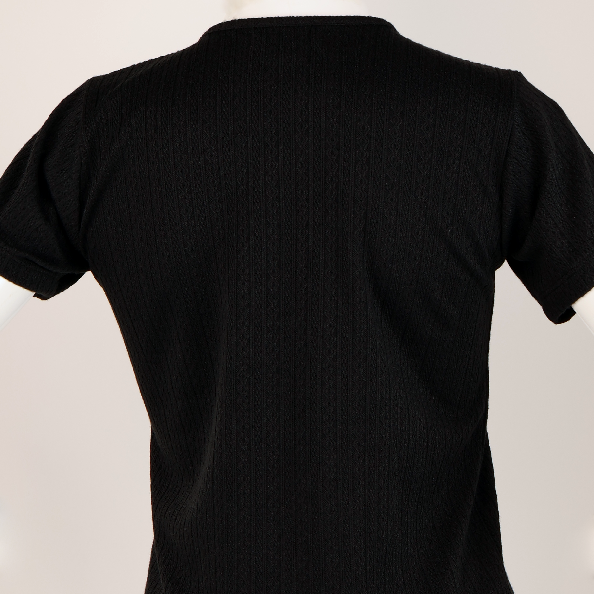 Blusa de manga corta acanalada negra