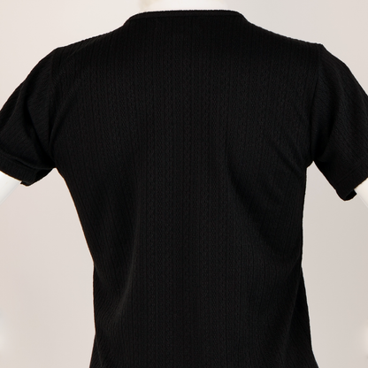Blusa de manga corta acanalada negra
