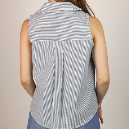 Blusa Mujer Tipo Camisera Con Rayas Verticales Casual Elegante