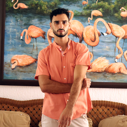 Camisa de manga corta color salmon