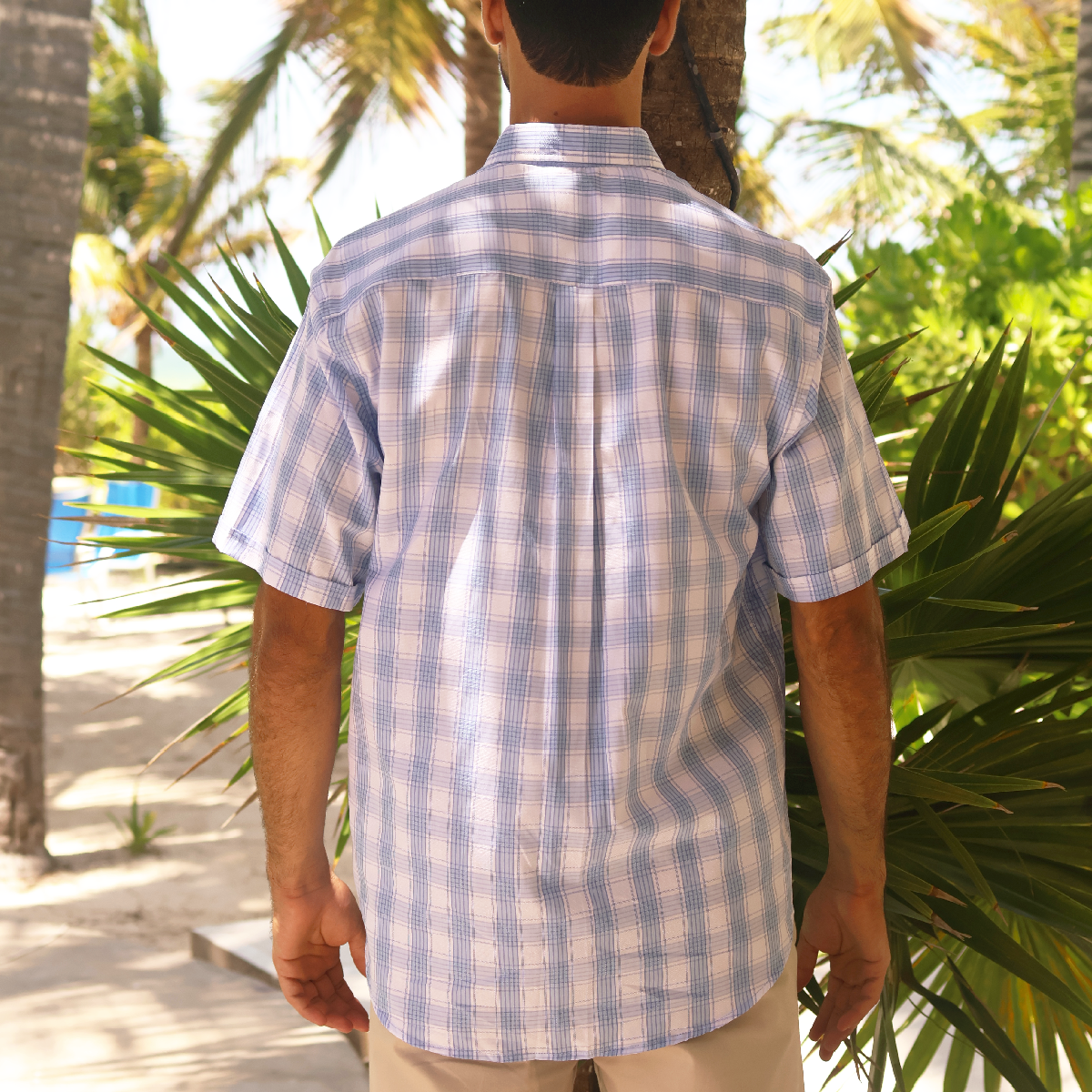 Camisa de manga corta a cuadros para hombre