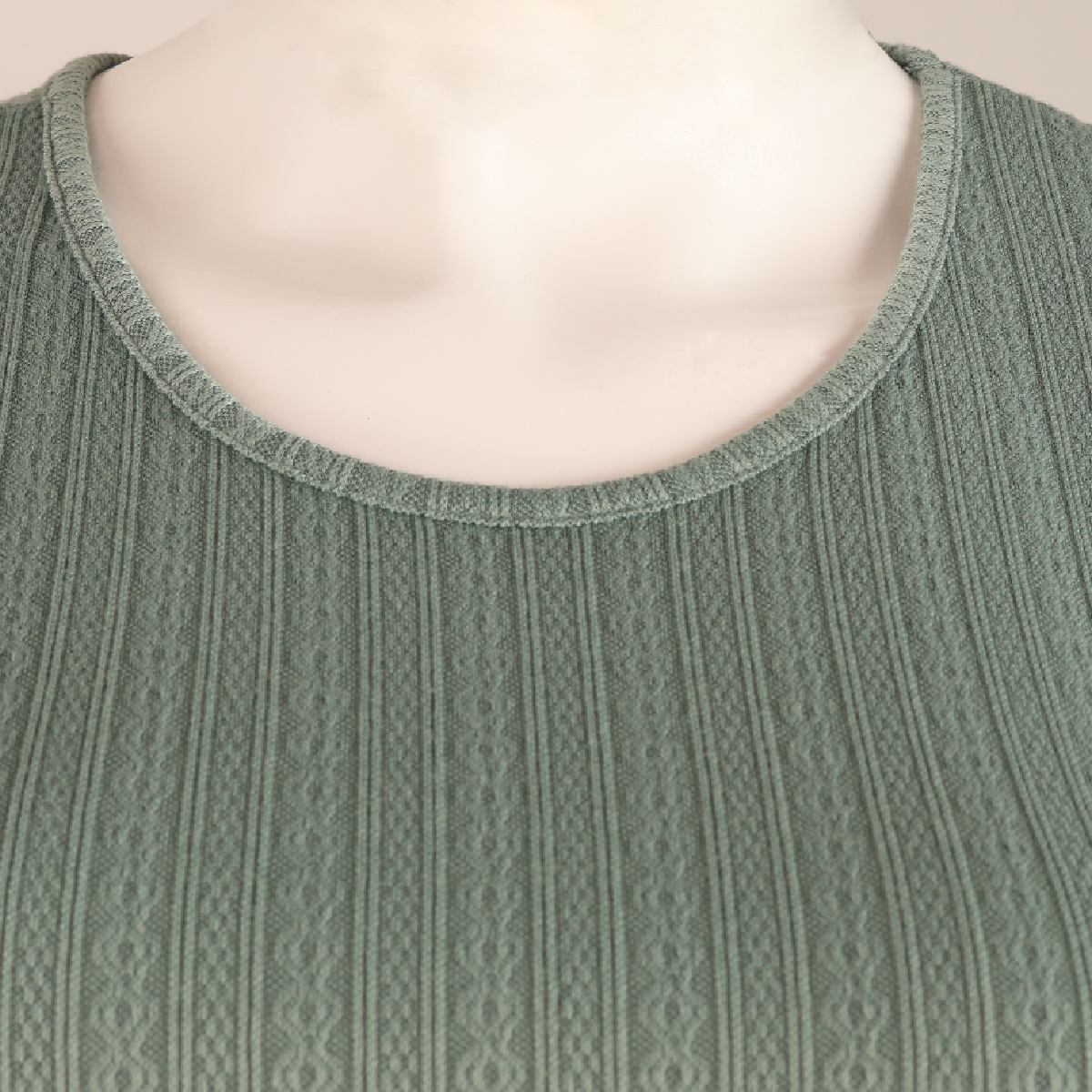 Blusa de Punto Texturizado Manga Corta Verde Olivo
