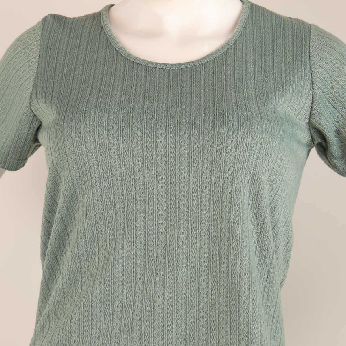 Blusa de Punto Texturizado Manga Corta Verde Olivo