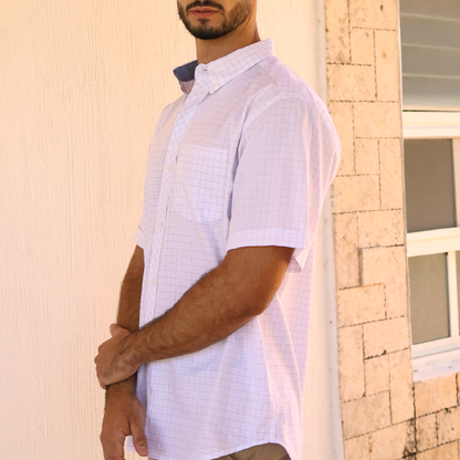 Camisa de manga corta a cuadros para hombre