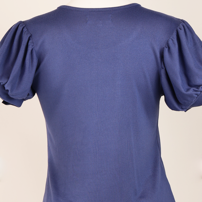 Blusa de manga corta con detalle fruncido azul marino