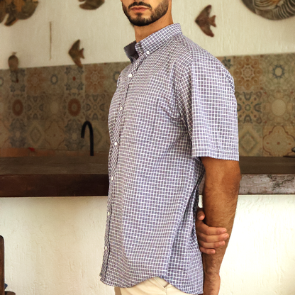 Camisa de manga corta a cuadros para hombre