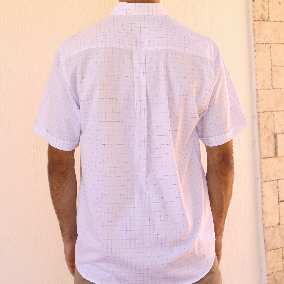 Camisa de manga corta a cuadros para hombre