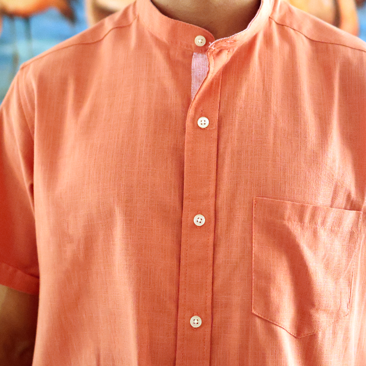 Camisa de manga corta color salmon