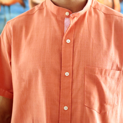 Camisa de manga corta color salmon