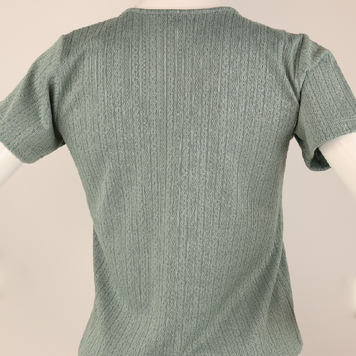 Blusa de Punto Texturizado Manga Corta Verde Olivo