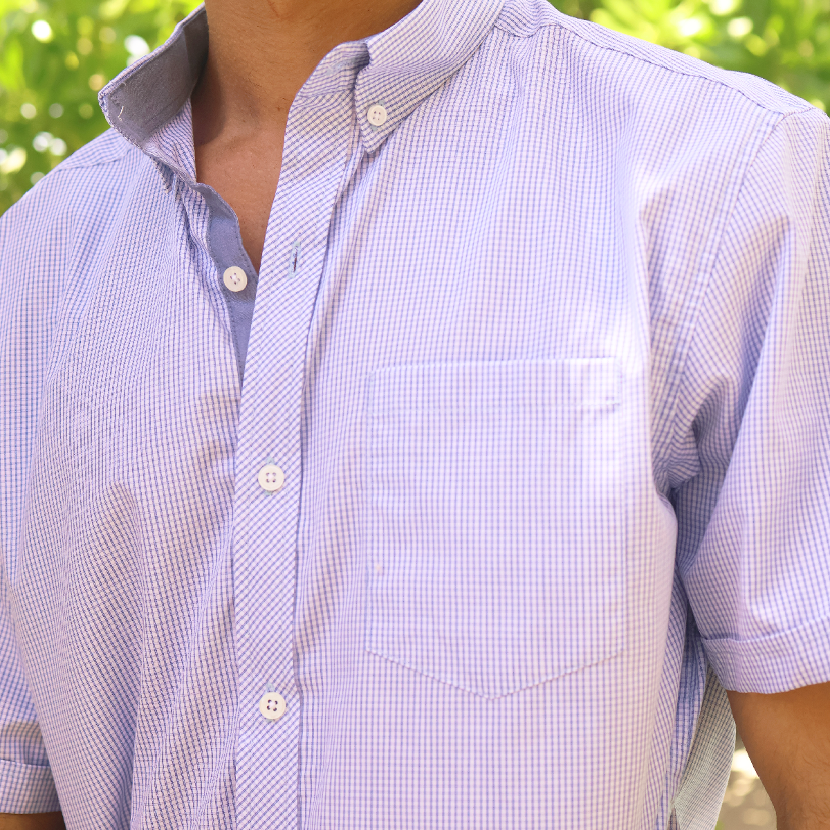 Camisa de manga corta a cuadros para hombre