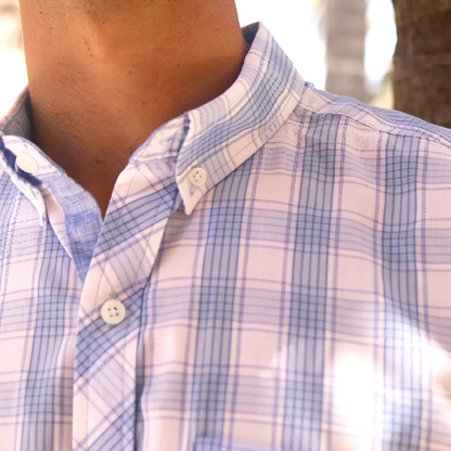Camisa de manga corta a cuadros para hombre