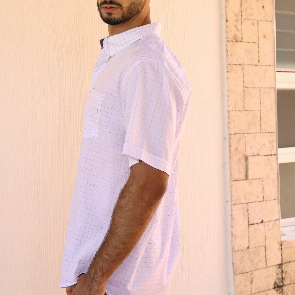 Camisa de manga corta a cuadros para hombre