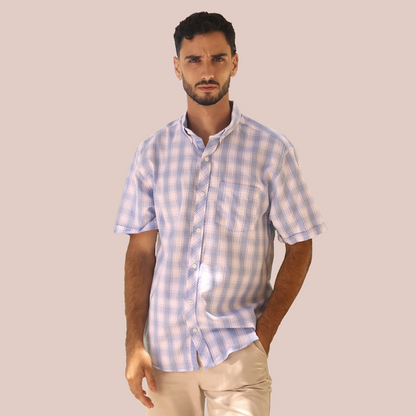Camisa de manga corta a cuadros para hombre
