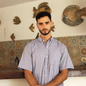 Camisa de manga corta a cuadros para hombre