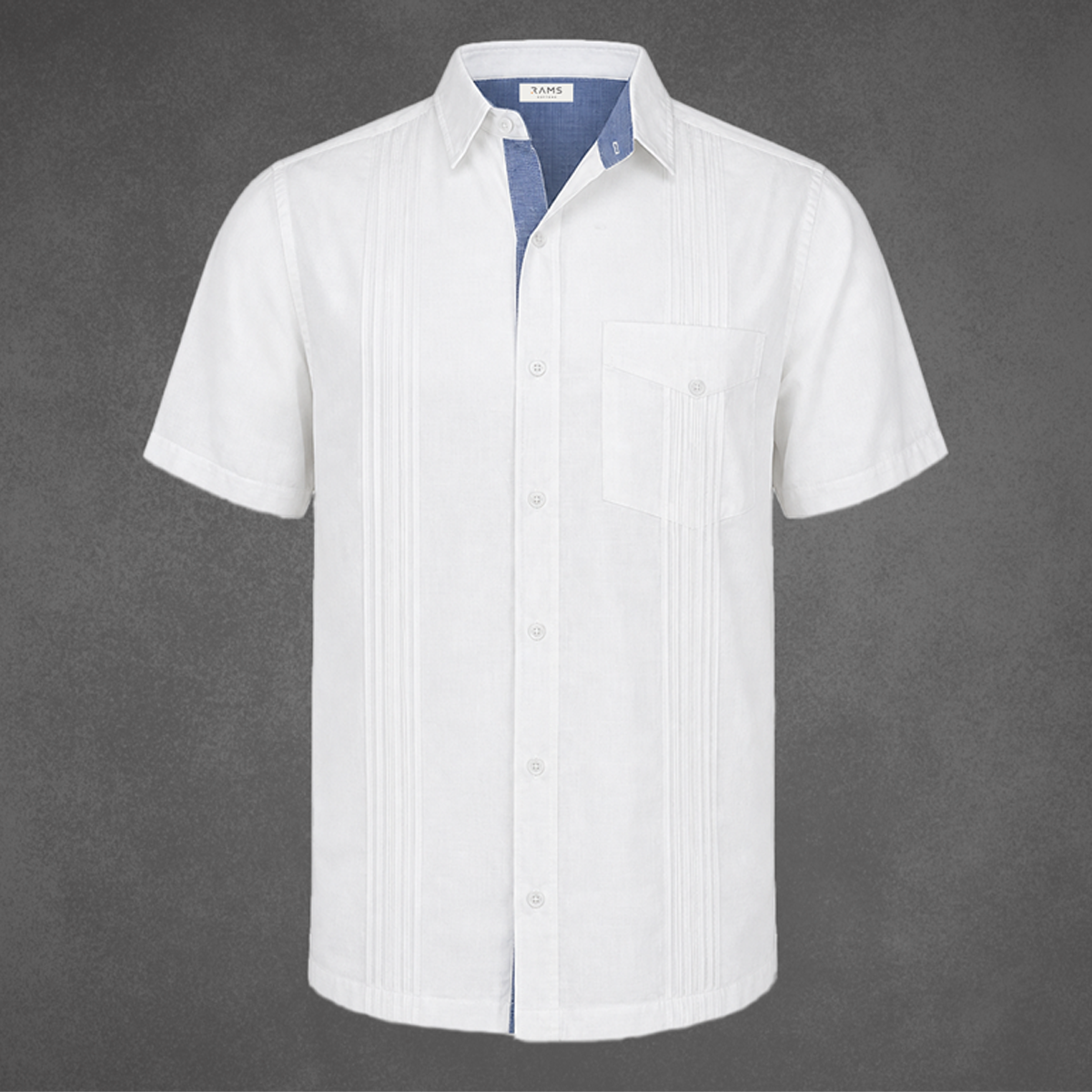 Guayabera Blanca Hombre  con Bolsa y Alforzas Diseño Tradicional