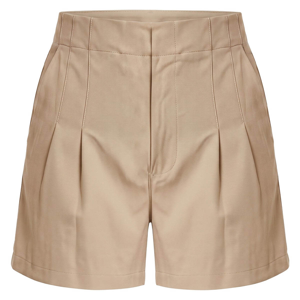 Short de vestir de tiro alto con pliegues color arena