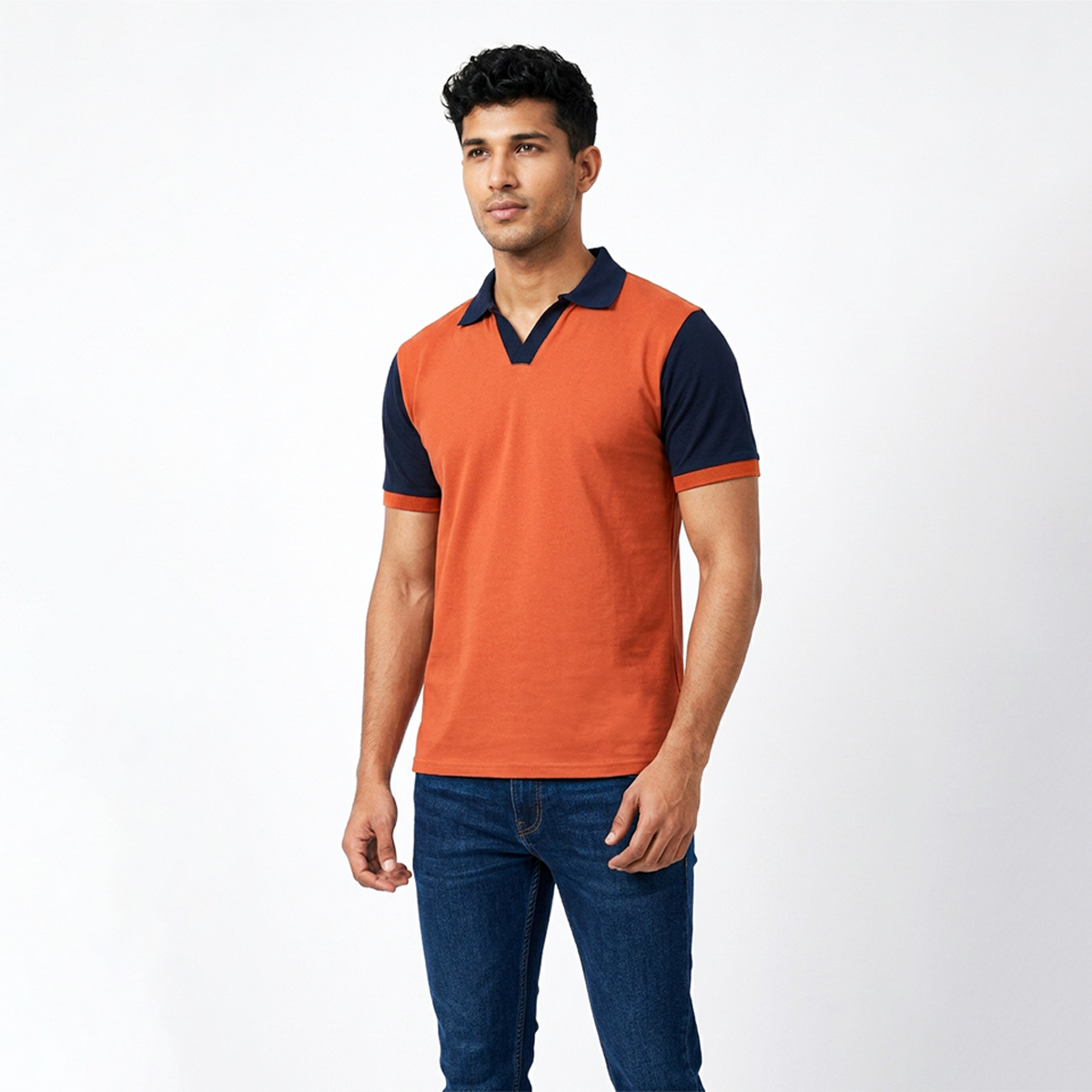 Playera Polo Bicolor Shedron con Azul Marino