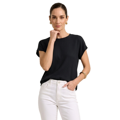 Blusa Acanalada Manga Corta Negro