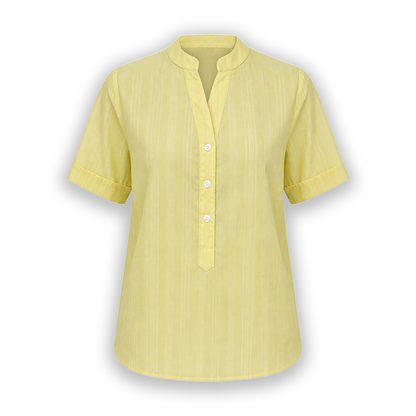 Blusa de Manga Corta con Cuello Mao Amarilla