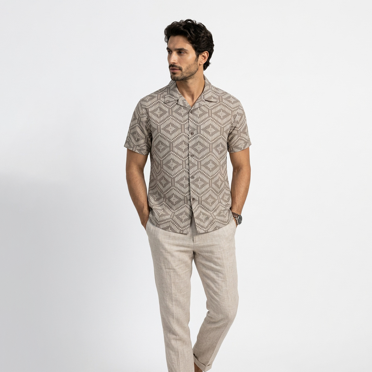 Camisa de manga corta con estampado geométrico