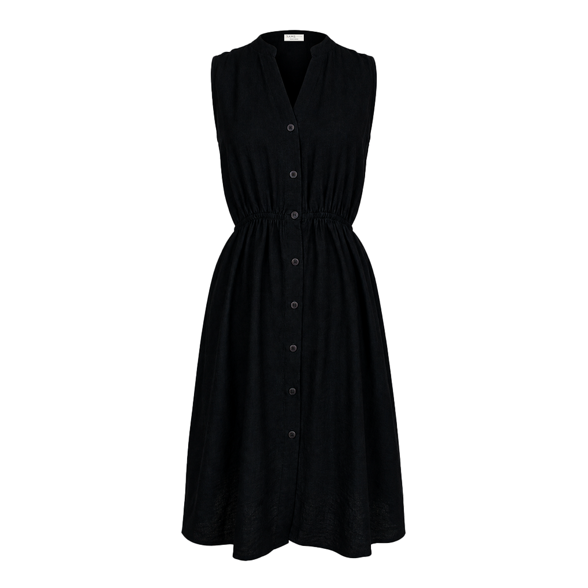 Vestido Negro Sin Mangas con Botones Frontales
