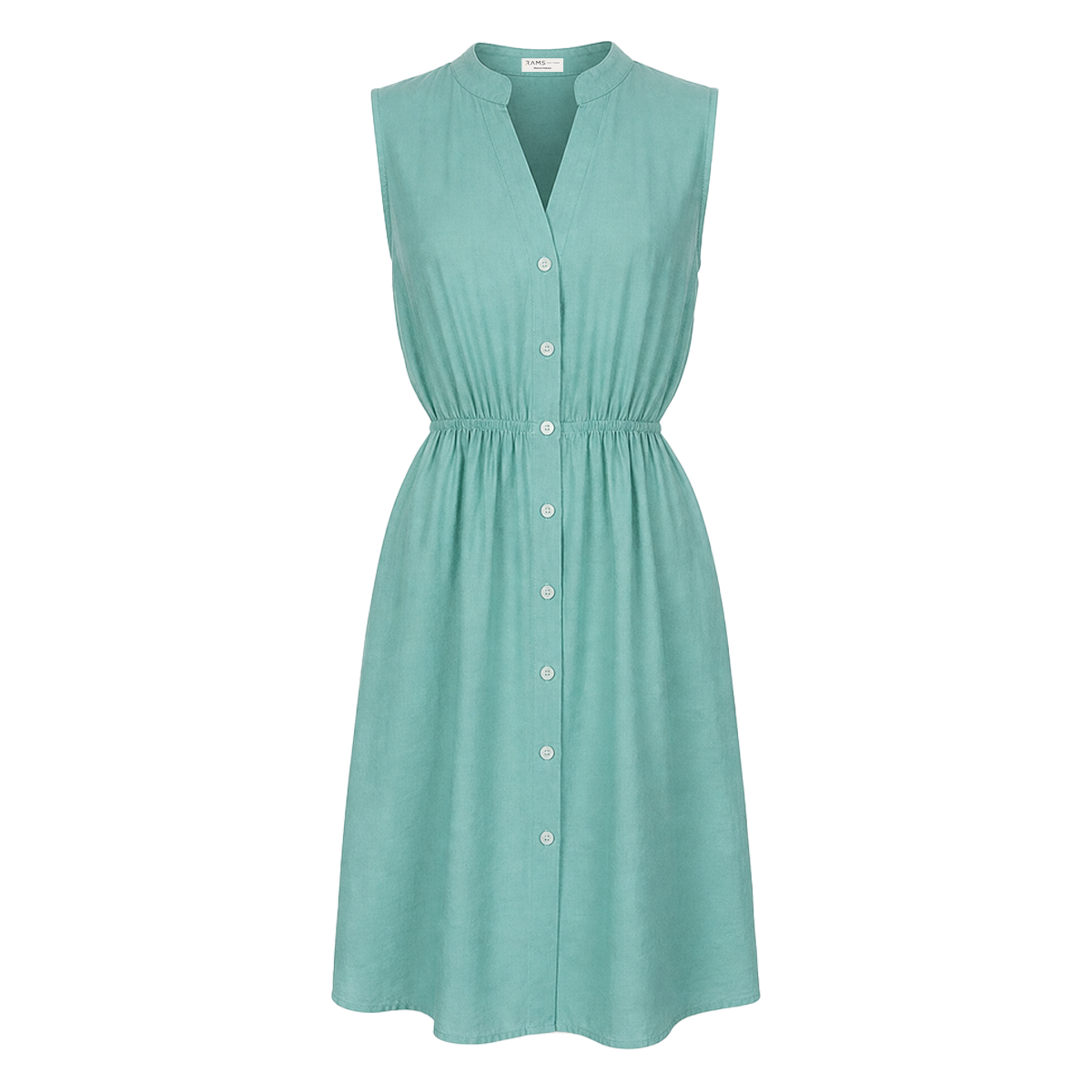 Vestido casual sin mangas con botones frontales color verde agua
