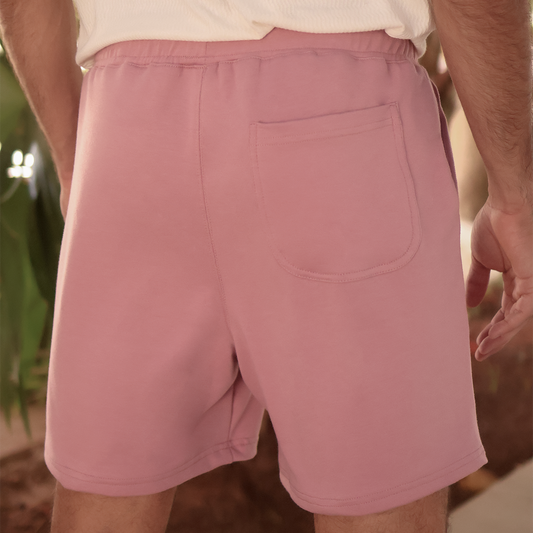 Short Deportivo Cordón Ajustable Color Palo De Rosa Con Bolsas Hombre