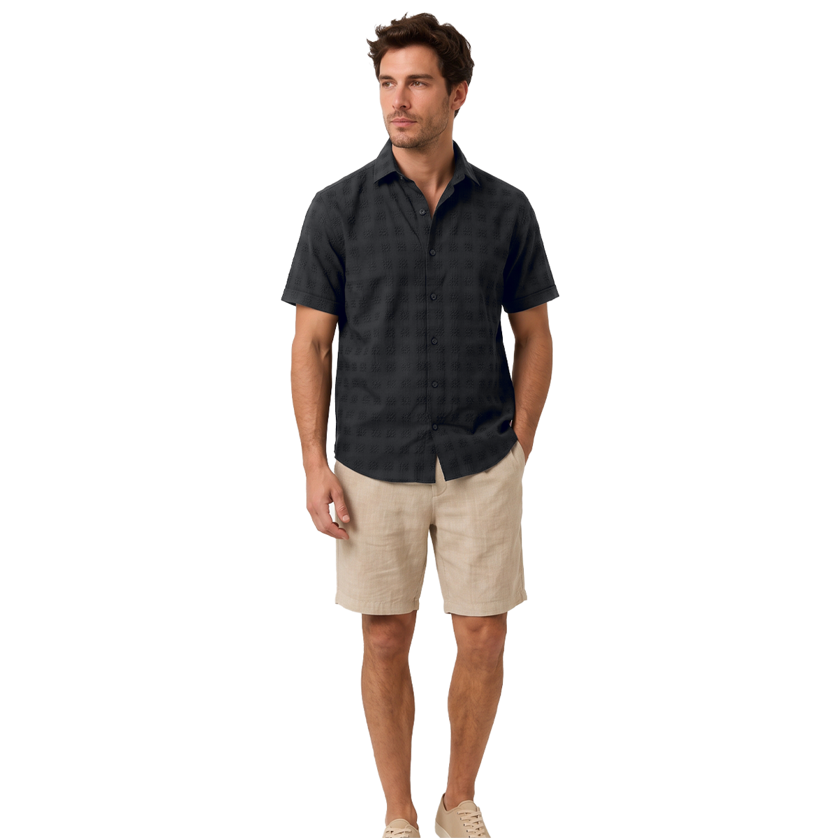 Camisa de manga corta con estampado tonal para hombre