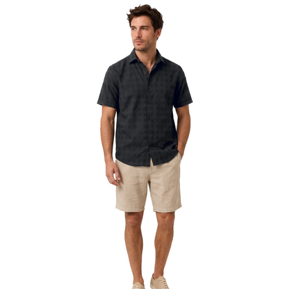 Camisa de manga corta con estampado tonal para hombre