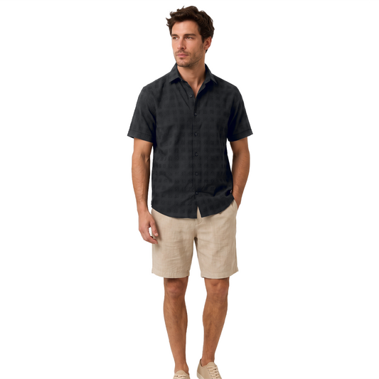 Camisa de manga corta con estampado tonal para hombre