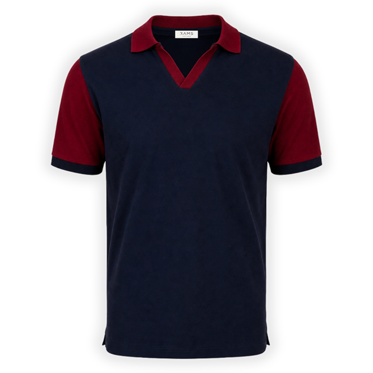 Playera Polo RAMS Bicolor Azul Marino con Vino