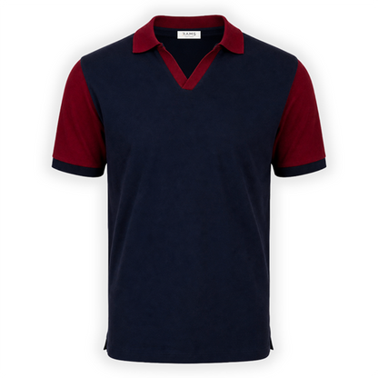 Playera Polo RAMS Bicolor Azul Marino con Vino
