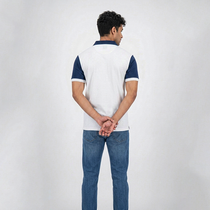 Playera Polo Bicolor Blanca con Azul Marino
