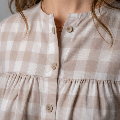 Blusa RAMS a Cuadros Beige y Blanco