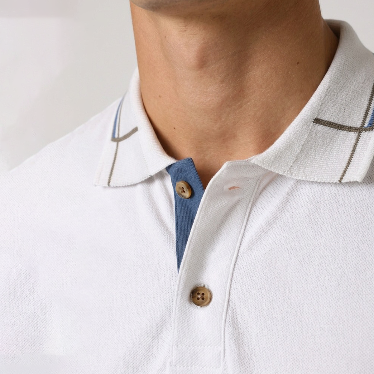 Playera Blanca Tipo Polo Hombre Slim Fit Diseño Moderno Casual