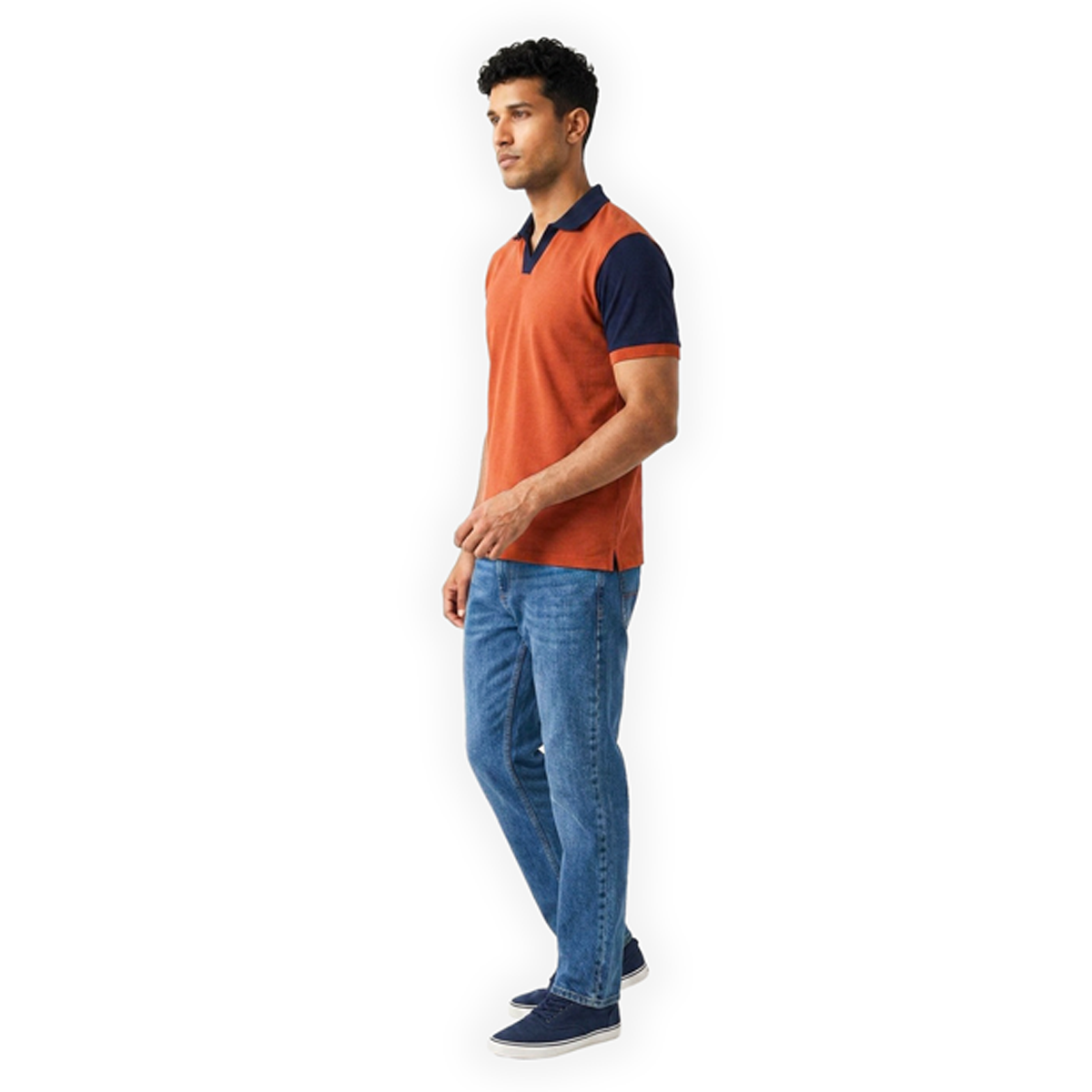 Playera Polo Bicolor Shedron con Azul Marino