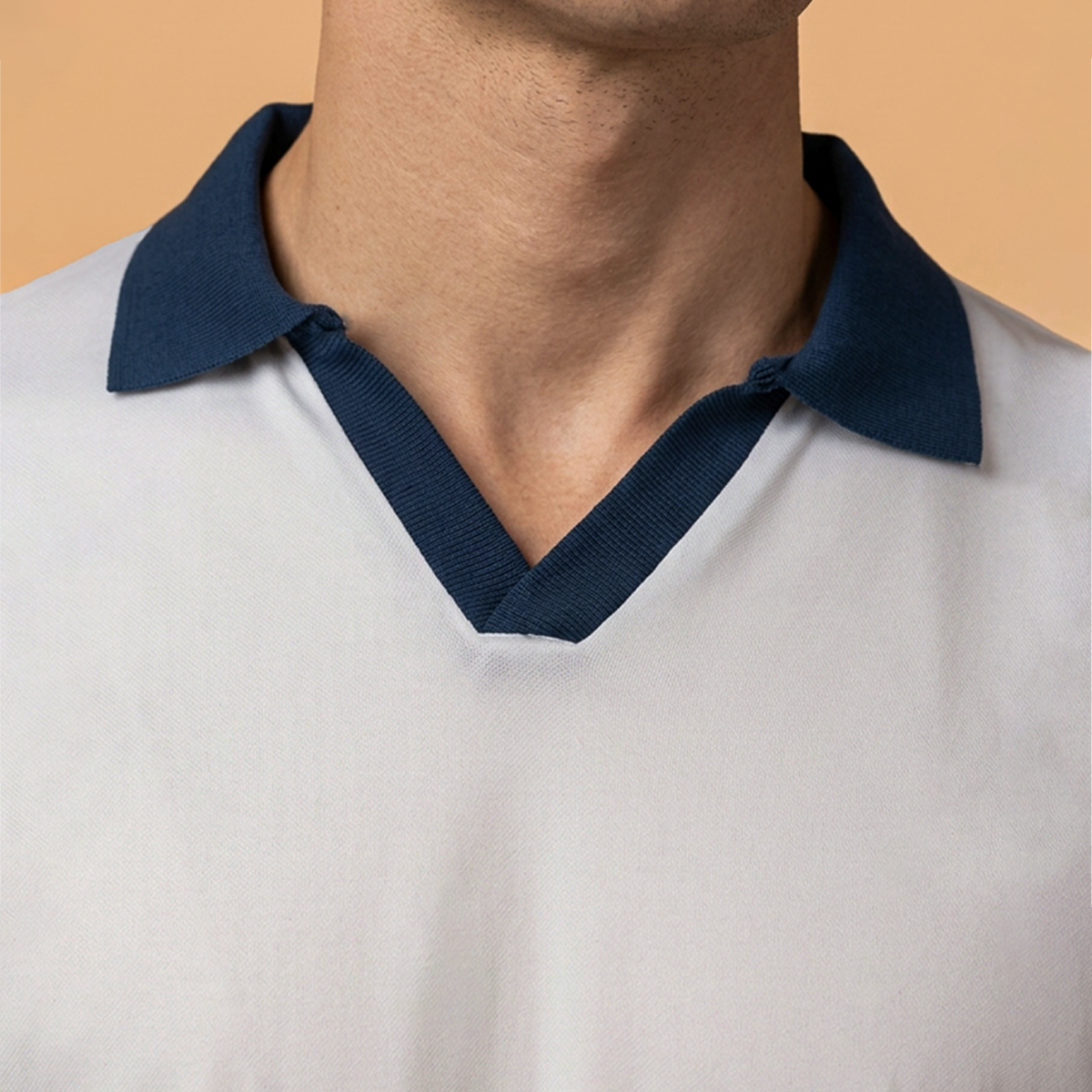 Playera Polo Bicolor Blanca con Azul Marino