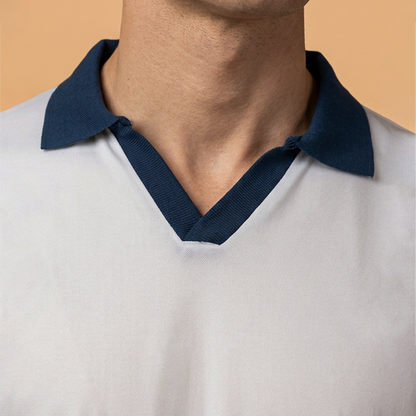 Playera Polo Bicolor Blanca con Azul Marino