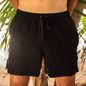 Bañador Liso Color Negro Con Bolsas Elástico Ajustable Y Red Para Hombre
