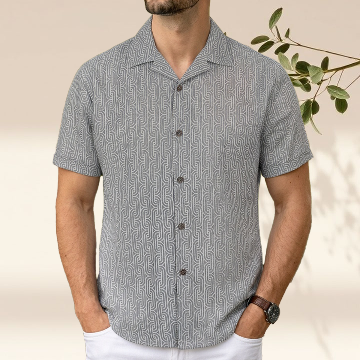 Camisa de manga corta con patrón geométrico