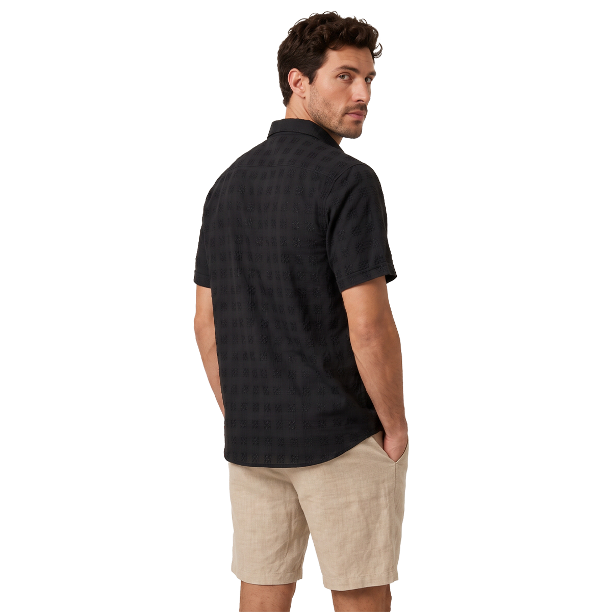 Camisa de manga corta con estampado tonal para hombre