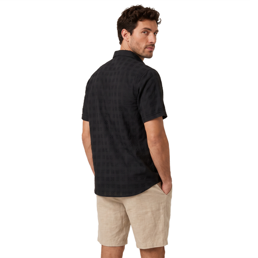 Camisa de manga corta con estampado tonal para hombre