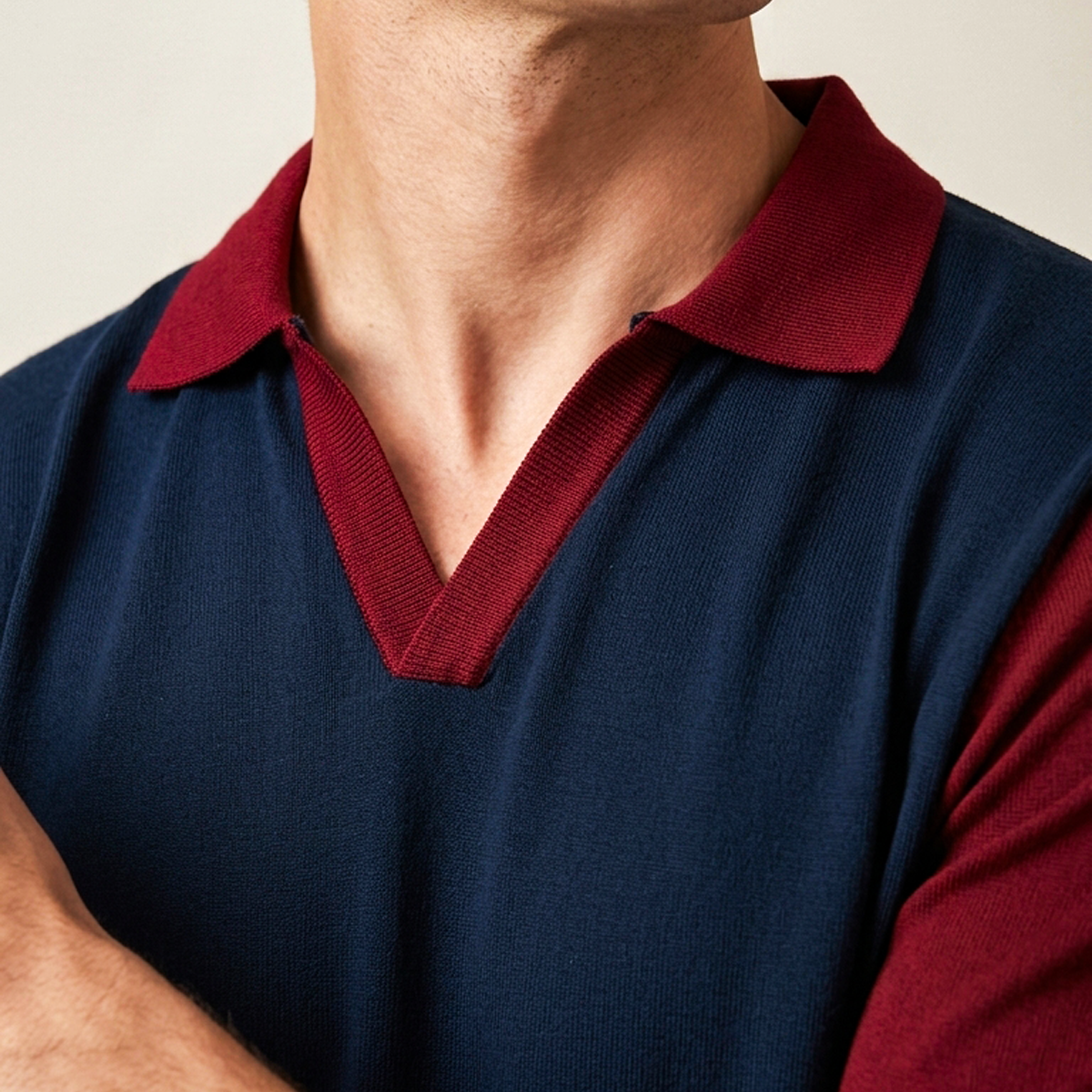 Playera Polo RAMS Bicolor Azul Marino con Vino