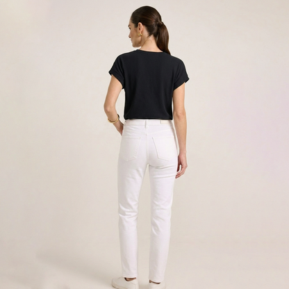 Blusa Acanalada Manga Corta Negro