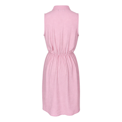 Vestido sin mangas con botones frontales rosa