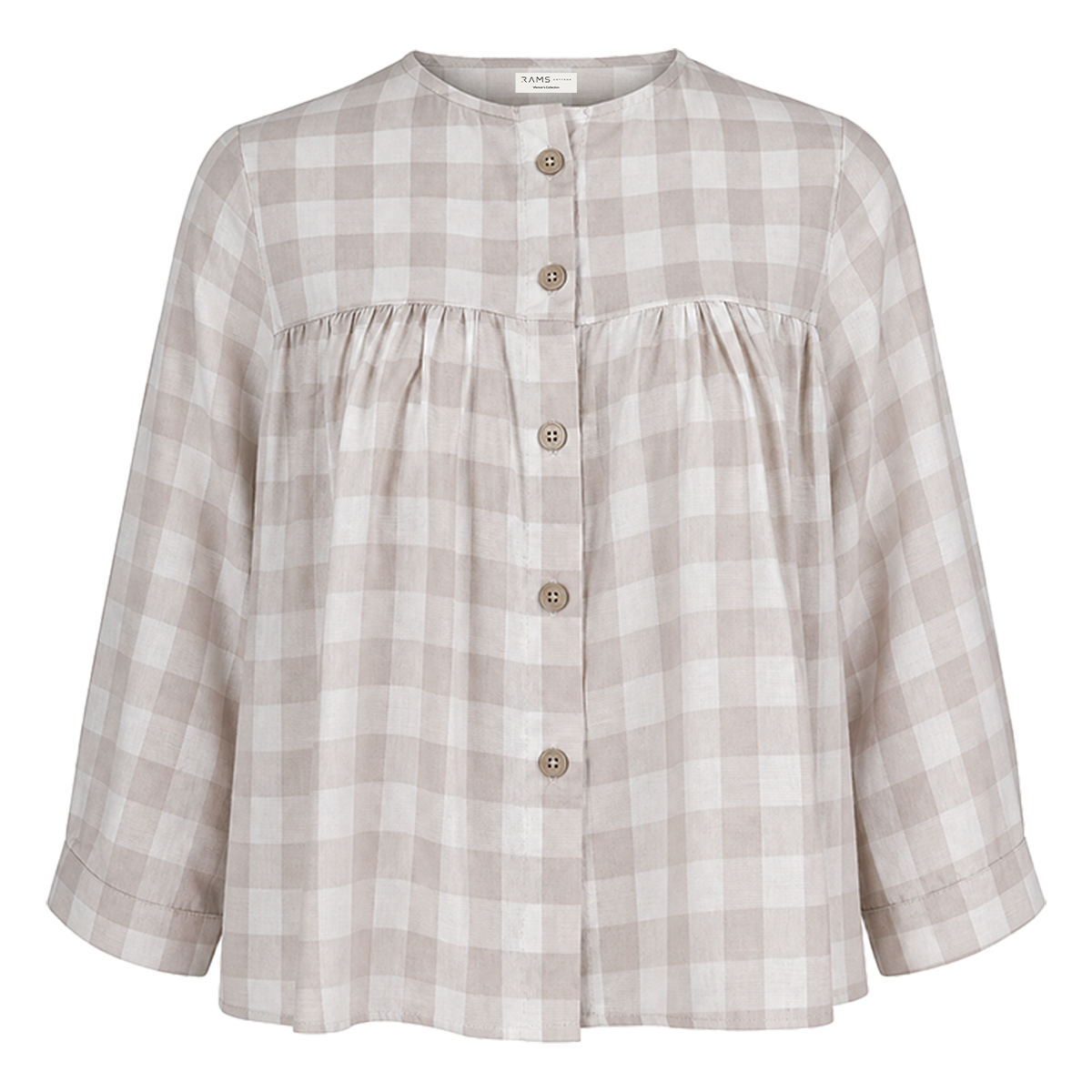 Blusa RAMS a Cuadros Beige y Blanco