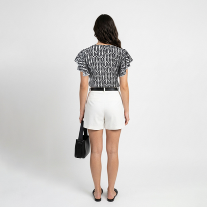 Blusa Mujer Estampada Cuello Redondo Manga Olán Casual