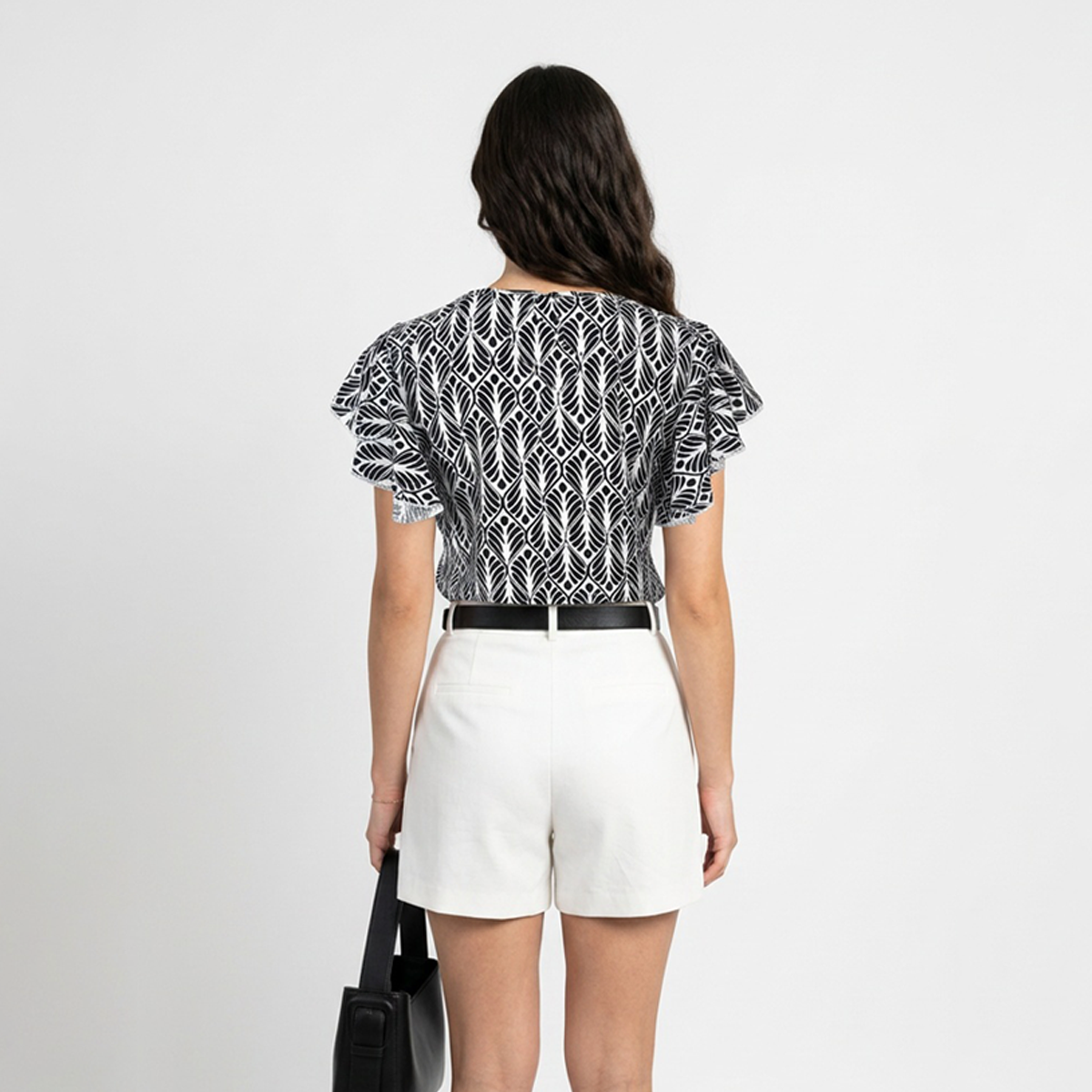 Blusa Mujer Estampada Cuello Redondo Manga Olán Casual